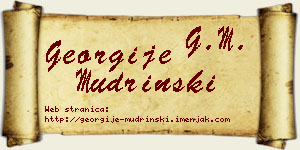 Georgije Mudrinski vizit kartica